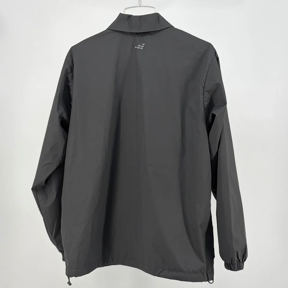 BCG Mens Training Coach Jacket Gray Snap Front Mesh Lined‎ Windbreaker Size S